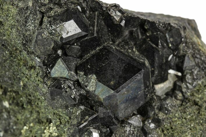 Black Andradite (Melanite) Garnet Cluster - Morocco #107898